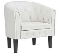vidaXL Fauteuil cabriolet - Accoudoirs, dossier et siège rembourré, moderne - Blanc similicuir
