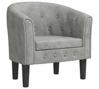 vidaXL Fauteuil cabriolet, Chaise avec accoudoirs, dossier et siège rembourré, Velours gris clair