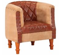 vidaXL Chaise cabriolet marron en cuir véritable