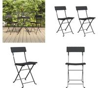 vidaXL Chaise de Bistro 2 pcs. Pliable Noir Poly Rotin et Acier - Chaise Bistro Pliable - Chaises Bistro Pliables - Meubles de jardin - Outdoor Möbel