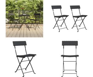 vidaXL Chaise de Bistro 2 pcs. Pliable Noir Poly Rotin et Acier - Chaise Bistro Pliable - Chaises Bistro Pliables - Meubles de jardin - Outdoor Möbel
