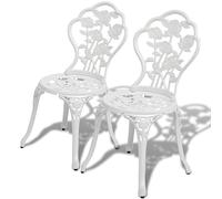 vidaXL Chaise de Bistro Mobilier de Jardin 2 pcs Blanc 41x49x81,5 cm Aluminium