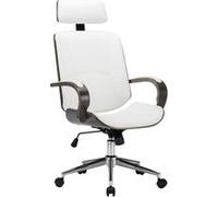 Vidaxl Chaise De Bureau Avec Appuie-Tête Blanc Similicuir Et Bois Multicolore