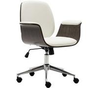 vidaXL Chaise de bureau Blanc Bois courbé et similicuir Blanc G