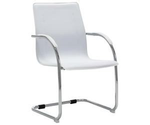 vidaXL Chaise de Bureau Cantilever Blanc Similicuir