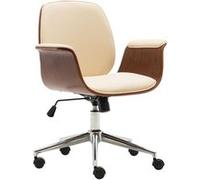 vidaXL Chaise de bureau Crème Bois courbé et similicuir Crème G