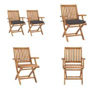 vidaXL Chaise de jardin 2 pcs. avec coussin anthracite bois massif teck - Chaise de jardin - Chaise de jardin en bois - Chaises de jardin en bois