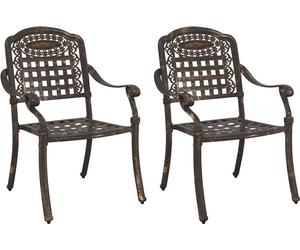 vidaXL Chaise de jardin 2 pcs bronze 55 x 56,5 x 91cm aluminium