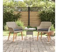 vidaXL Chaise de jardin, lot de 2, gris clair, 62,5 x 55 x 82 cm, polyrotin