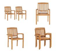 vidaXL Chaise de jardin 2pcs Empilable Teck Massif - Chaise de salle à manger empilable - Chaise de salle à manger empilable - Chaise de jardin - Chaises de jardin