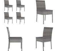 vidaXL Chaise de jardin 4 pcs. Poly Rotin Gris - Chaise de salle à manger - Chaise de jardin - Chaise de jardin