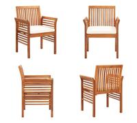 vidaXL Chaise de jardin à manger avec coussin en acacia massif - Chaise à manger - Chaise de jardin - Chaises de jardin