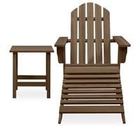 vidaXL Chaise de jardin Adirondack avec repose-pieds & table en bois de sapin brun