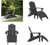 vidaXL Chaise de jardin Adirondack avec repose-pieds HDPE Anthracite - Chaise de jardin - Chaise d'extérieur - Fauteuil de jardin