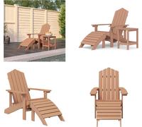 vidaXL Chaise de jardin Adirondack avec tabouret et table HDPE marron - Chaise de jardin - Chaises de jardin - Chaise d'extérieur - Fauteuil de jardin