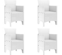 vidaXL : Ensemble de 4 chaises de jardin, blanches, en polypropylène