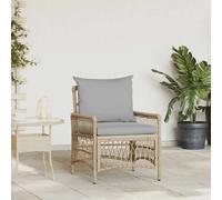 vidaXL Chaise de jardin avec coussin Beige 73 x 61 x 77 cm polyrotin