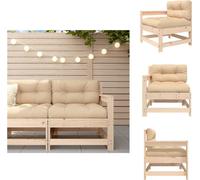 vidaXL Chaise de jardin avec coussin en bois massif de pin - Éléments de canapé de jardin