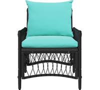 vidaXL Chaise de jardin avec coussin Noir 73 x 61 x 77 cm Poly-rotin