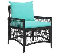 vidaXL Chaise de jardin avec coussin Noir 73 x 61 x 77 cm polyrotin