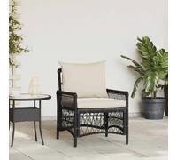 vidaXL Chaise de jardin avec coussin Noir 73 x 61 x 77 cm polyrotin