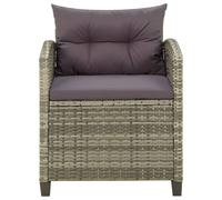 vidaXL Chaise de jardin avec coussin Poly Rattan – Résine tressée, non pliable, H.71,5 cm Gris