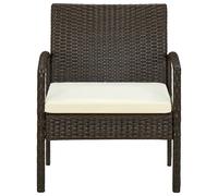 vidaXL Chaise de jardin avec coussin Poly rotin brun