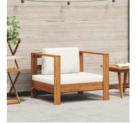 vidaXL Chaise de jardin avec coussins Crème Acacia Bois massif