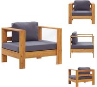 vidaXL Chaise de jardin avec coussins gris foncé acacia massif - éléments de canapé de jardin