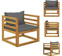vidaXL Chaise de jardin avec coussins gris foncé en bois massif d'acacia - éléments de canapés de jardin