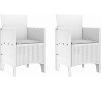 vidaXL Chaise de jardin avec coussins, lot de 2, blanc, 53 x 49 x 85 cm, polypropylène