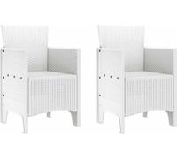 vidaXL Chaise de jardin avec coussins, lot de 2, blanc, 53 x 49 x 85 cm, polypropylène