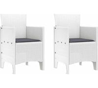 vidaXL Chaise de Jardin - Set de 2 Blanc et Anthracite