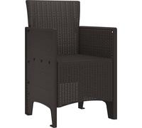 vidaXL Chaise de jardin avec coussins, lot de 2, marron, 53 x 49 x 85 cm, polypropylène