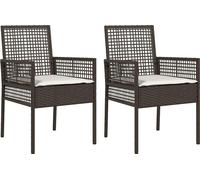 vidaXL Chaise de jardin avec coussins, lot de 2, marron, 55 x 53 x 85 cm, rotin synthétique