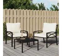 vidaXL Chaise de jardin avec coussins sable 68x76x79 cm acier Noir G