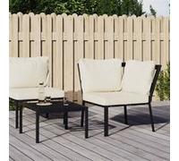 vidaXL Chaise de jardin avec coussins sable 76x76x79 cm acier Noir G
