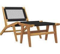 vidaXL Chaise de jardin avec repose-pieds en teck massif et polyester