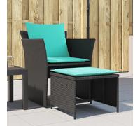 vidaXL Chaise de jardin avec tabouret noir