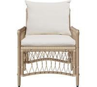 vidaXL Chaise de jardin avec coussin Beige 73 x 61 x 77 cm Poly-rotin