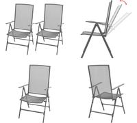 vidaXL Chaise de jardin empilable 2 pcs acier gris - Chaise de jardin - Chaise de jardin réglable - Chaise de jardin réglable