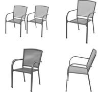 vidaXL Chaise de jardin empilable 2 pcs acier gris - Chaise de jardin - Chaise empilable - Chaises empilables