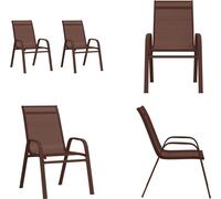 vidaXL Chaise de jardin empilable 2 pcs. Brun Textilene - Chaise de jardin empilable - Chaises empilables - Meuble de jardin - Chaise de jardin