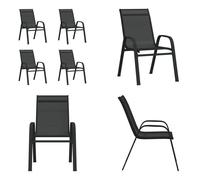 vidaXL Chaise de jardin empilable 4 pcs noir Textilene - Chaise de jardin empilable - Chaises empilables - Meubles de jardin - Chaise de jardin