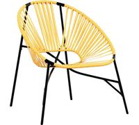 vidaXL Chaise de jardin en forme d'œuf noir et jaune Poly rotin