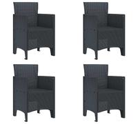 vidaXL Chaise de jardin, lot de 4, anthracite, 53 x 49 x 85 cm, polypropylène