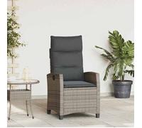 vidaXL Fauteuil de jardin avec table d'appoint Réglable Gris Poly Rattan