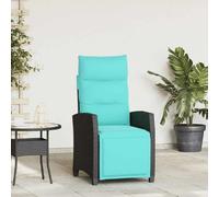 vidaXL Fauteuil de jardin avec table d'appoint Réglable noir Poly rotin