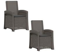 vidaXL Fauteuils de jardin imitation rotin, lot de 2, gris clair et anthracite, PP
