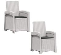 vidaXL Fauteuils de jardin imitation rotin, lot de 2, blanc et anthracite, PP